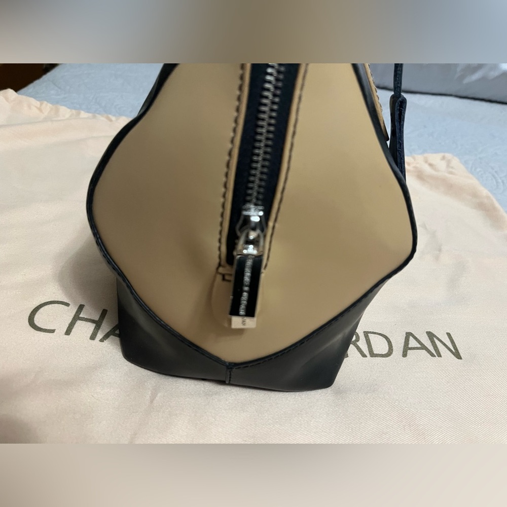CHARLES JOURDAN PARIS NWT Black and Tan Leather Dome Satchel never carried - Picture 12 of 16